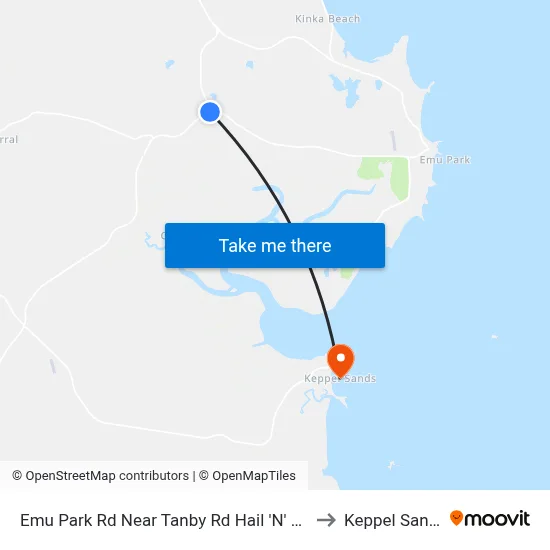 Emu Park Rd Near Tanby Rd Hail 'N' Ride to Keppel Sands map
