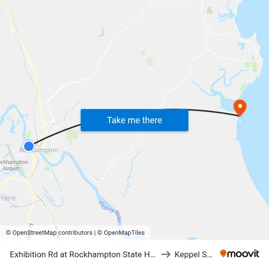 Exhibition Rd at Rockhampton State High School to Keppel Sands map