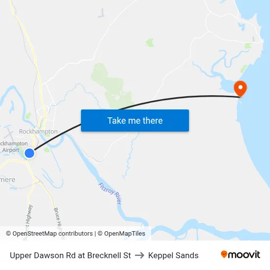 Upper Dawson Rd at Brecknell St to Keppel Sands map