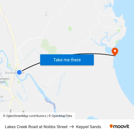 Lakes Creek Road at Nobbs Street to Keppel Sands map