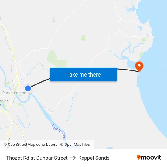 Thozet Rd at Dunbar Street to Keppel Sands map