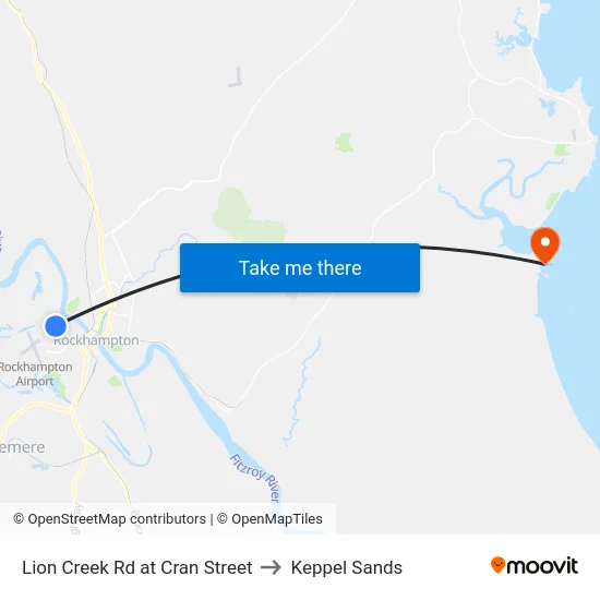 Lion Creek Rd at Cran Street to Keppel Sands map