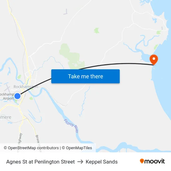 Agnes St at Penlington Street to Keppel Sands map