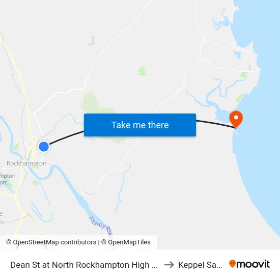 Dean St at North Rockhampton High School to Keppel Sands map