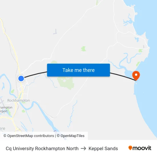 Cq University Rockhampton North to Keppel Sands map