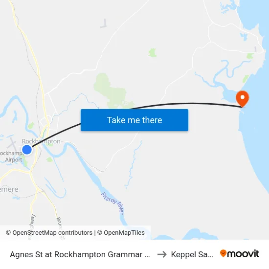 Agnes St at Rockhampton Grammar School to Keppel Sands map