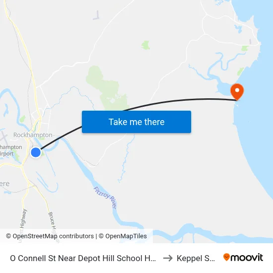 O Connell St Near Depot Hill School Hail 'N' Ride to Keppel Sands map