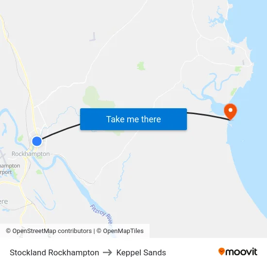Stockland Rockhampton to Keppel Sands map
