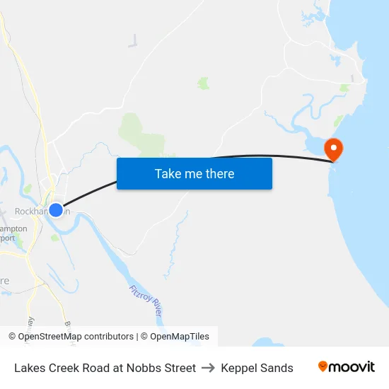 Lakes Creek Road at Nobbs Street to Keppel Sands map