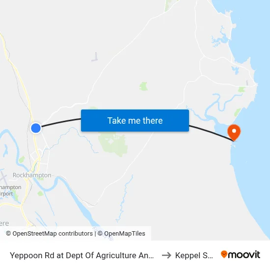 Yeppoon Rd at Dept Of Agriculture And Fisheries to Keppel Sands map