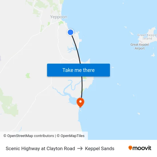 Scenic Highway at Clayton Road to Keppel Sands map