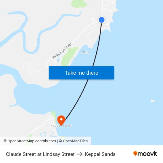 Claude Street at Lindsay Street to Keppel Sands map
