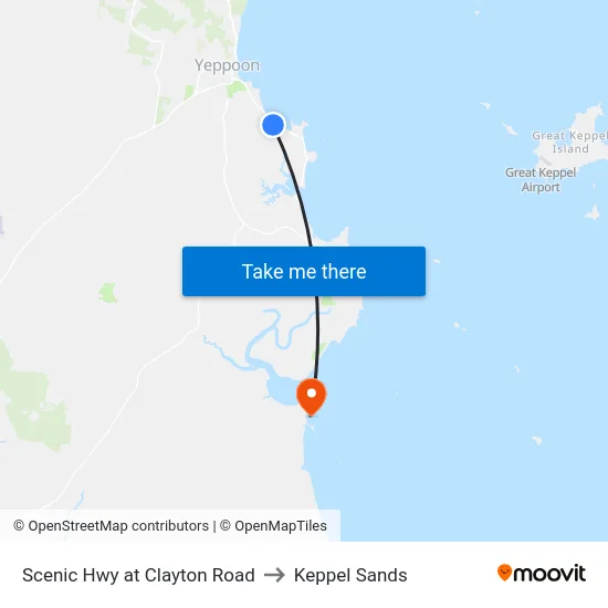 Scenic Hwy at Clayton Road to Keppel Sands map