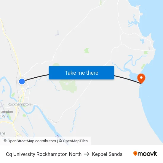 Cq University Rockhampton North to Keppel Sands map