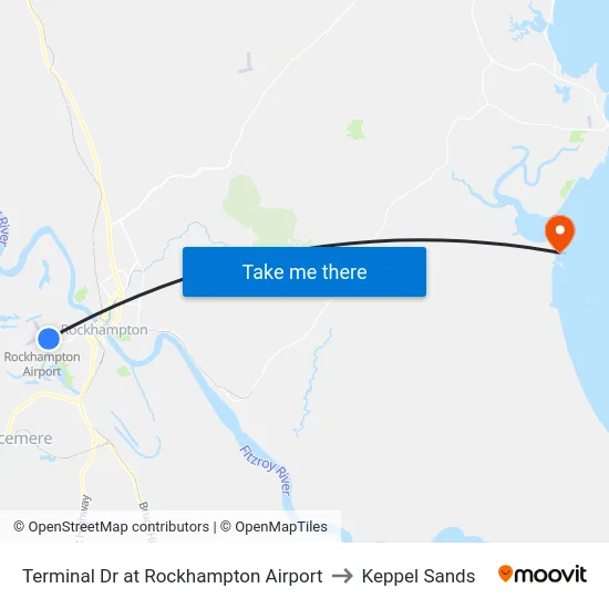 Terminal Dr at Rockhampton Airport to Keppel Sands map