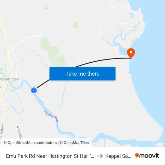 Emu Park Rd Near Hartington St Hail 'N' Ride to Keppel Sands map