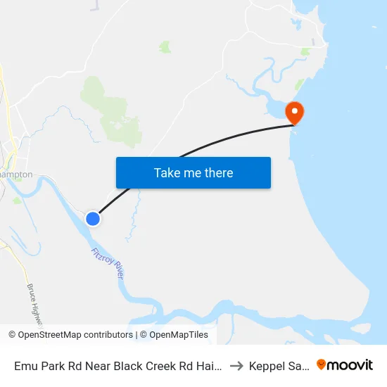 Emu Park Rd Near Black Creek Rd Hail 'N' Ride to Keppel Sands map