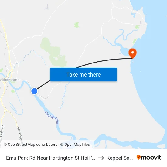 Emu Park Rd Near Hartington St Hail 'N' Ride to Keppel Sands map