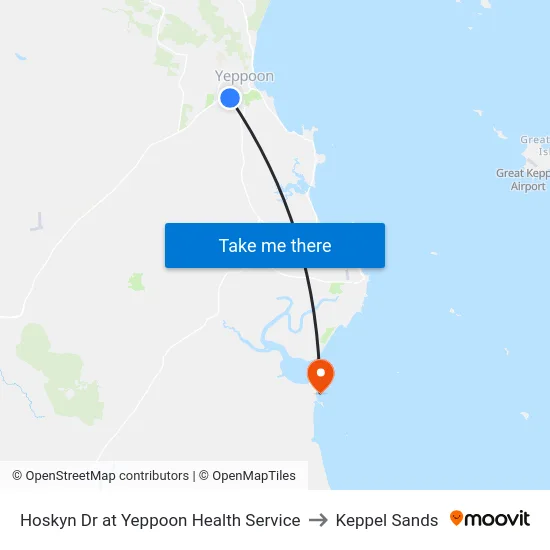 Hoskyn Dr at Yeppoon Health Service to Keppel Sands map