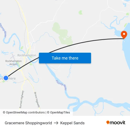 Gracemere Shoppingworld to Keppel Sands map