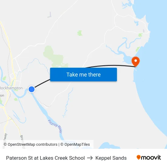 Paterson St at Lakes Creek School to Keppel Sands map