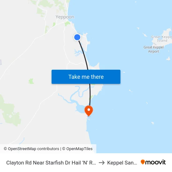Clayton Rd Near Starfish Dr Hail 'N' Ride to Keppel Sands map
