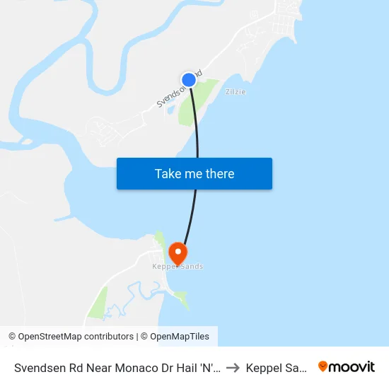 Svendsen Rd Near Monaco Dr Hail 'N' Ride to Keppel Sands map