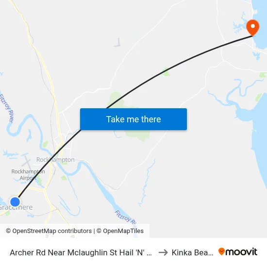 Archer Rd Near Mclaughlin St Hail 'N' Ride to Kinka Beach map