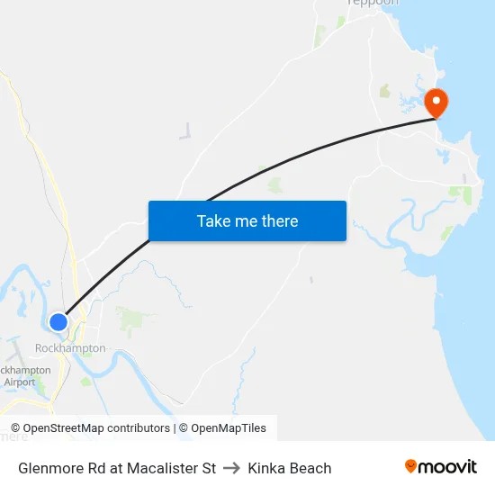 Glenmore Rd at Macalister St to Kinka Beach map