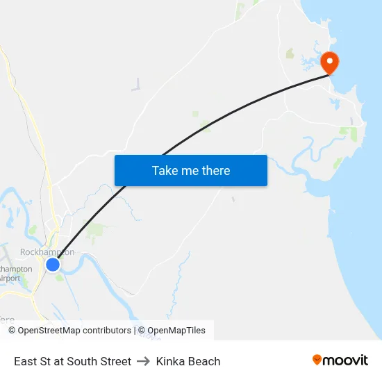 East St at South Street to Kinka Beach map