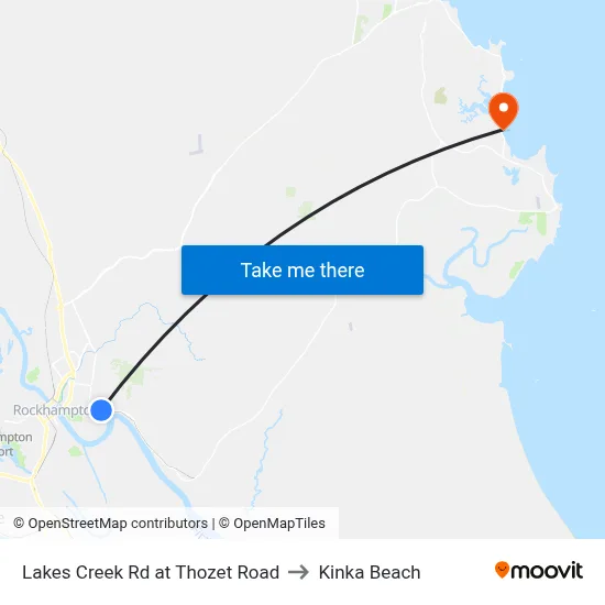 Lakes Creek Rd at Thozet Road to Kinka Beach map
