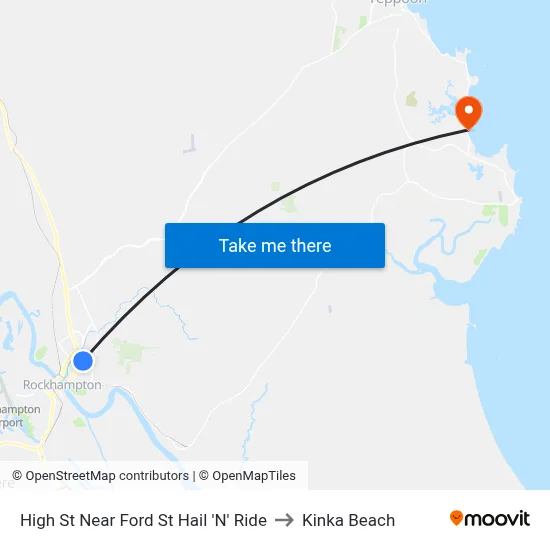 High St Near Ford St Hail 'N' Ride to Kinka Beach map