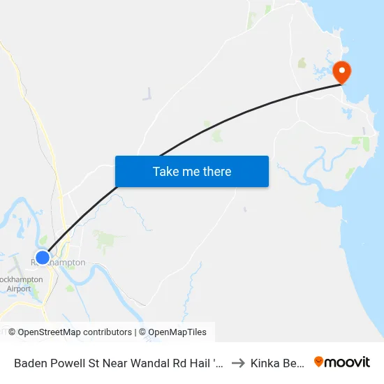 Baden Powell St Near Wandal Rd Hail 'N' Ride to Kinka Beach map