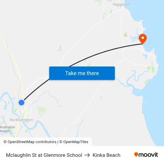 Mclaughlin St at Glenmore School to Kinka Beach map