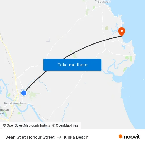 Dean St at Honour Street to Kinka Beach map