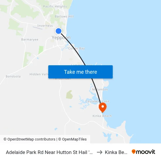 Adelaide Park Rd Near Hutton St Hail 'N' Ride to Kinka Beach map