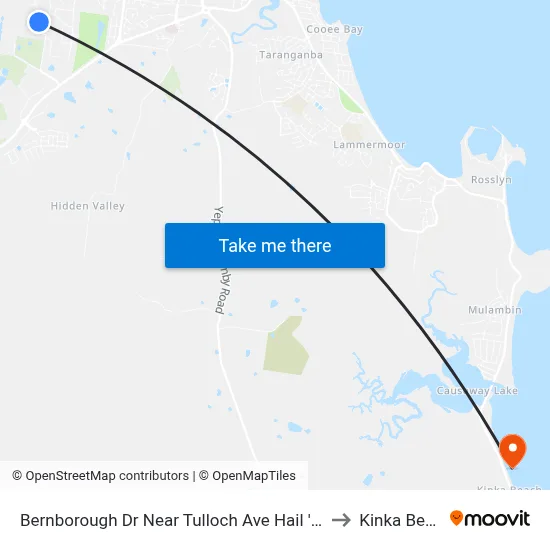 Bernborough Dr Near Tulloch Ave Hail 'N' Ride to Kinka Beach map