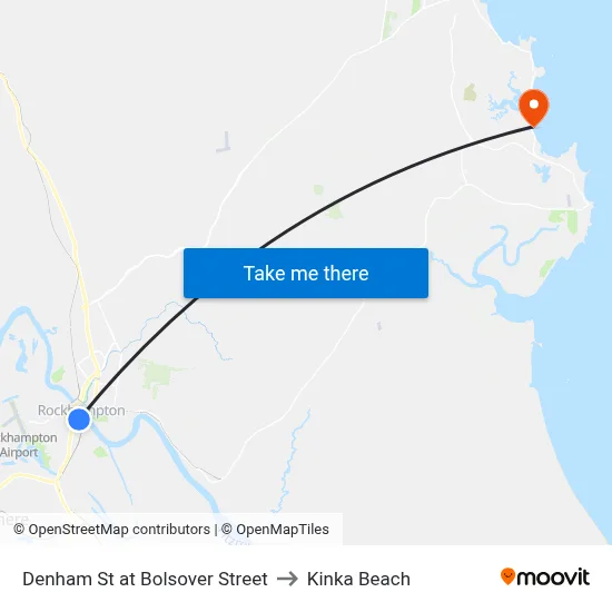 Denham St at Bolsover Street to Kinka Beach map