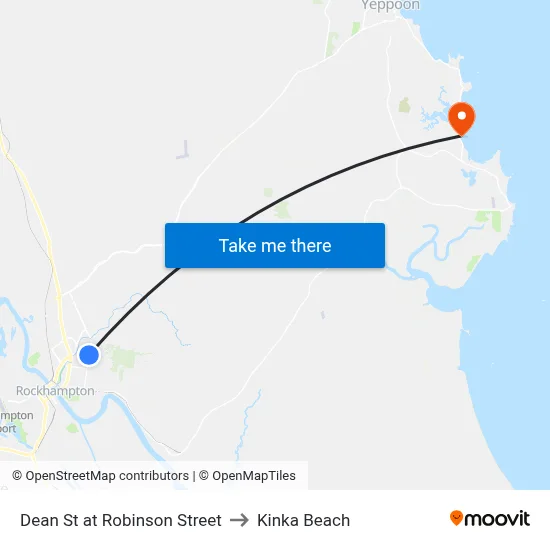 Dean St at Robinson Street to Kinka Beach map