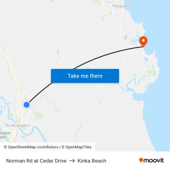 Norman Rd at Cedar Drive to Kinka Beach map