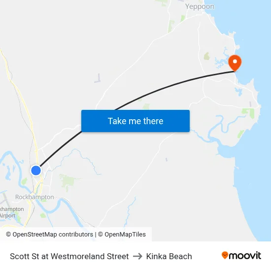 Scott St at Westmoreland Street to Kinka Beach map