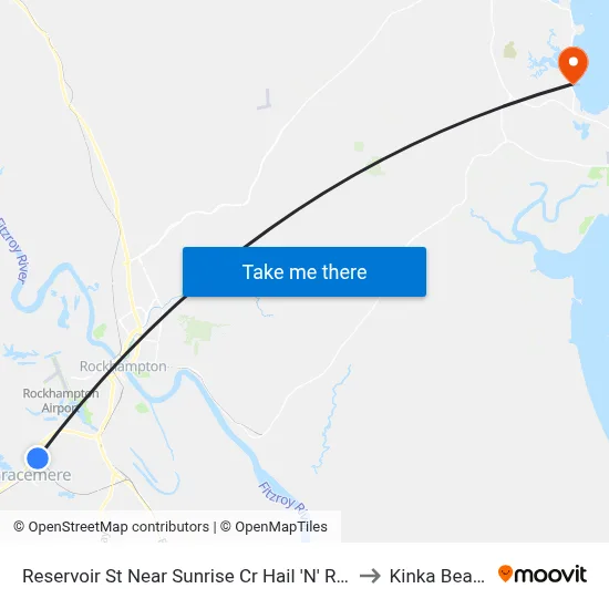 Reservoir St Near Sunrise Cr Hail 'N' Ride to Kinka Beach map