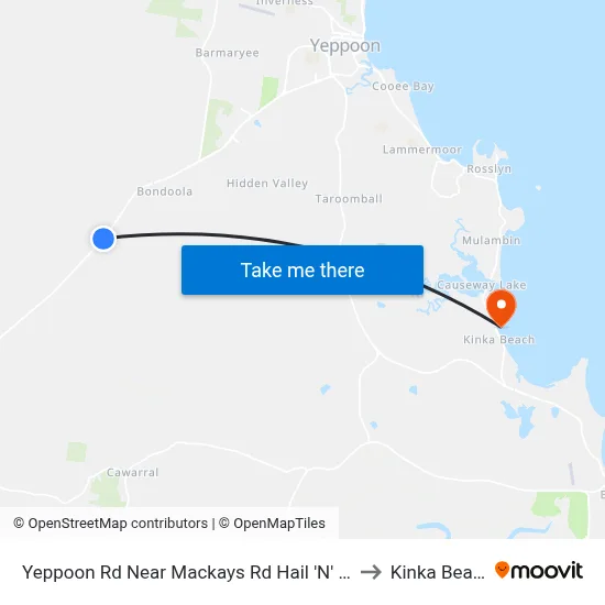 Yeppoon Rd Near Mackays Rd Hail 'N' Ride to Kinka Beach map