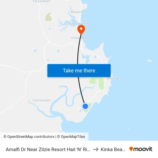 Amalfi Dr Near Zilzie Resort Hail 'N' Ride to Kinka Beach map