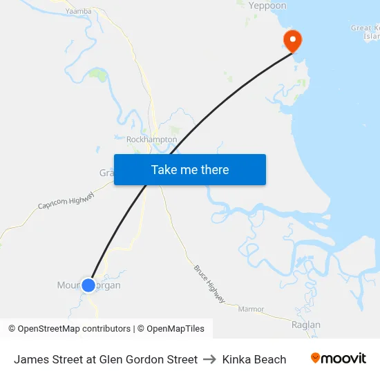 James Street at Glen Gordon Street to Kinka Beach map
