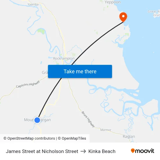 James Street at Nicholson Street to Kinka Beach map