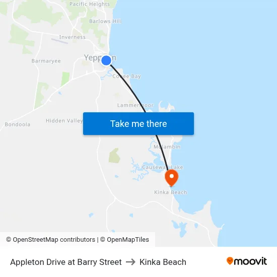 Appleton Drive at Barry Street to Kinka Beach map