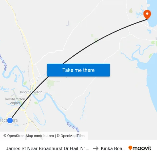 James St Near Broadhurst Dr Hail 'N' Ride to Kinka Beach map