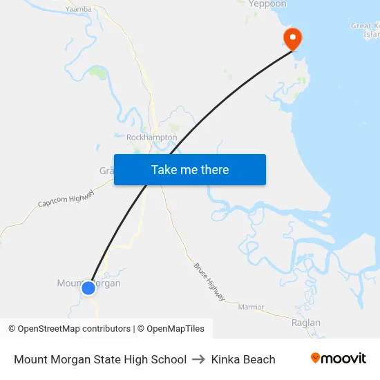 Mount Morgan State High School to Kinka Beach map