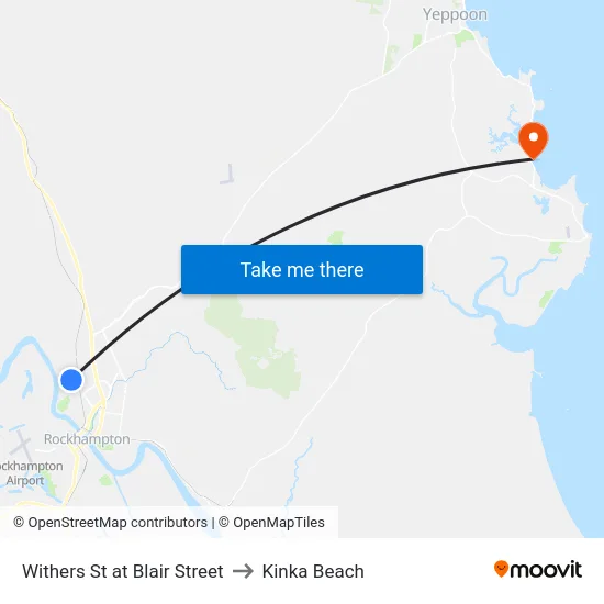 Withers St at Blair Street to Kinka Beach map